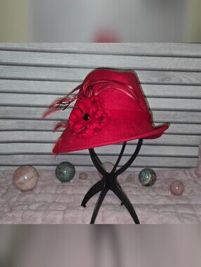 Hattitude Red Felt Flower Fedora Hat - Women's Fashion Accessory